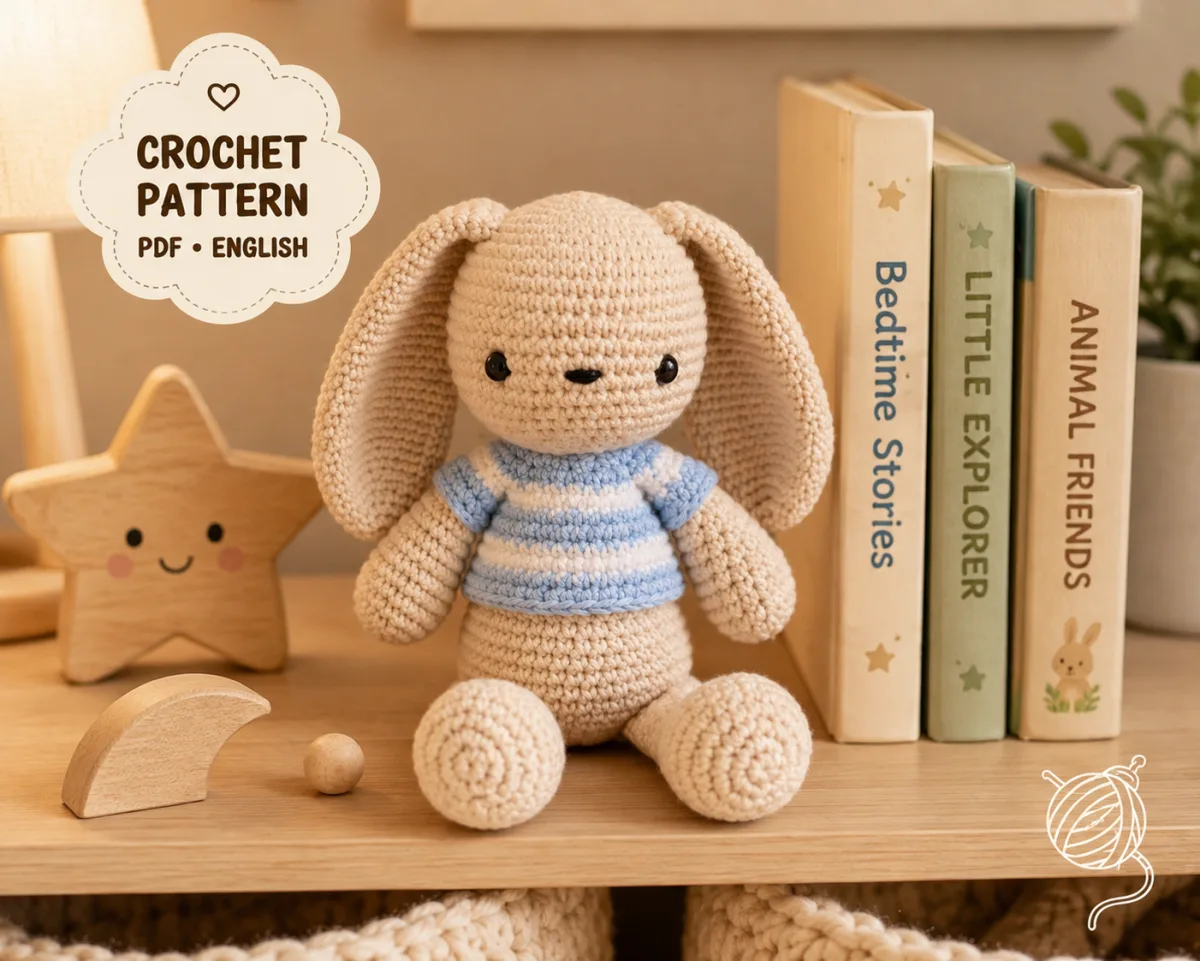 Bunny in a Striped Sweater crochet pattern project