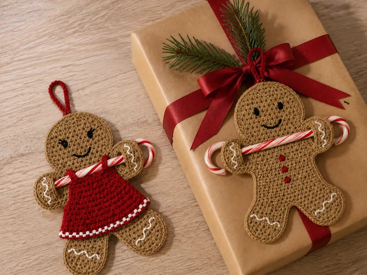 Gingerbread Candy Cane Holder crochet pattern project