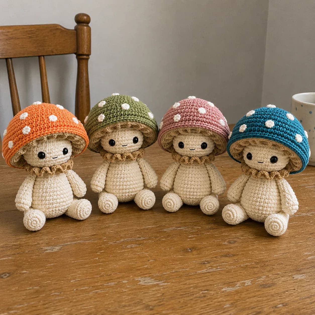 Happy Mushroom crochet pattern detail