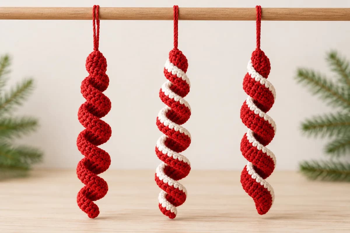 Spiral Christmas Ornaments crochet pattern project